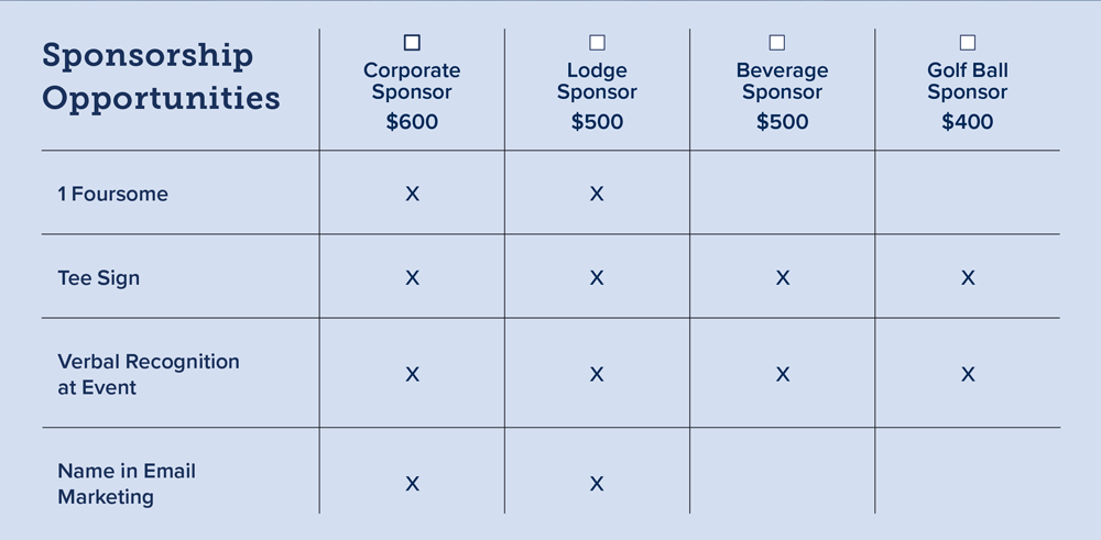 Buffalo Golf Sponsor Sheet